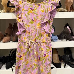 Tea Collection Floral Ruffle Dress - Pink and Yellow